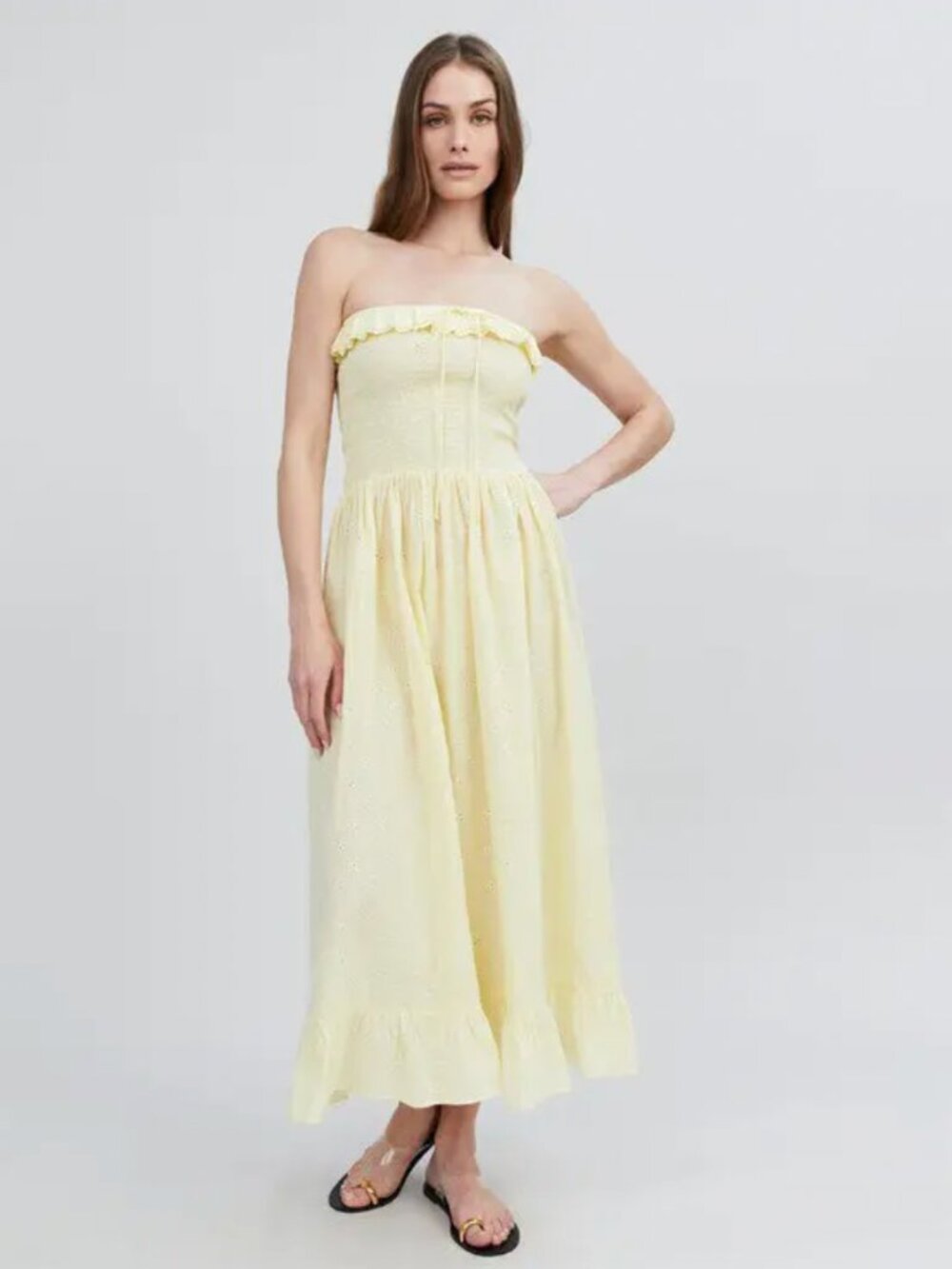 Solid & Striped The Eyelet Nicole Dress Butter Yellow
